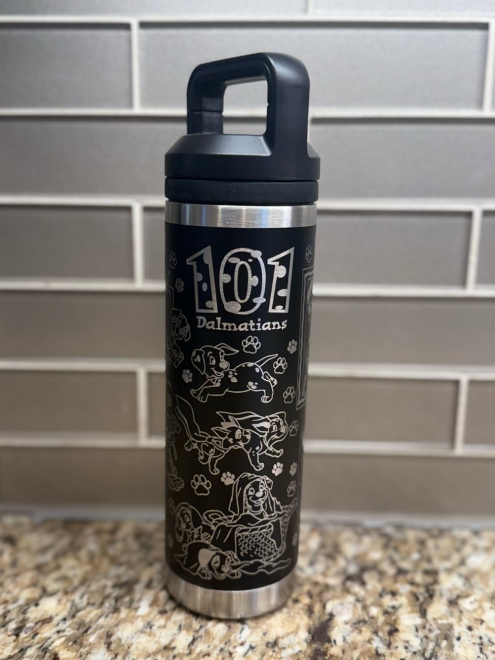 Disney 101 Dalmatians custom laser-engraved stainless steel bottle (24 oz)